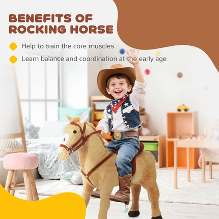 Children's Plush Rocking Pony with Sound - Beige