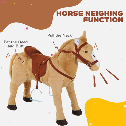 Children's Plush Rocking Pony with Sound - Beige