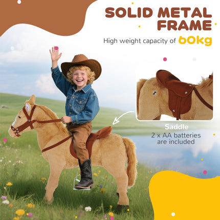 Children's Plush Rocking Pony with Sound - Beige