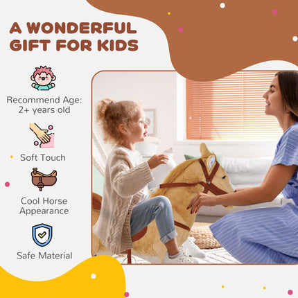 Children's Plush Rocking Pony with Sound - Beige