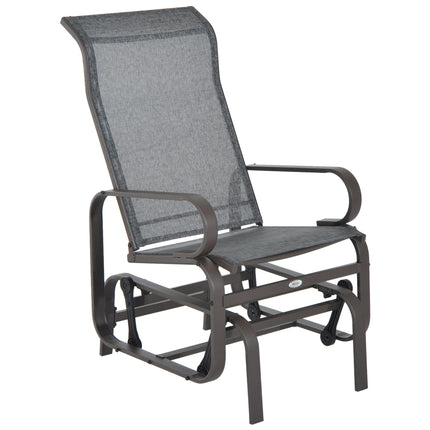Outdoor Gliding Rocking Chair with Metal Frame for Patio and Garden - Grey