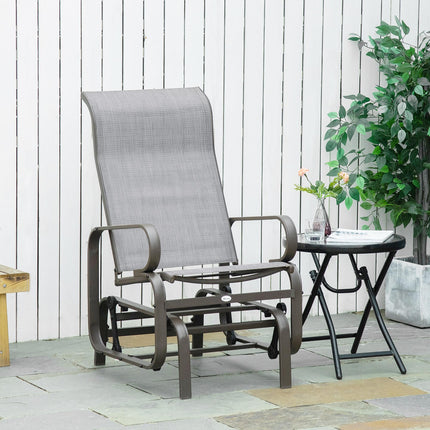 Outdoor Gliding Rocking Chair with Metal Frame for Patio and Garden - Grey
