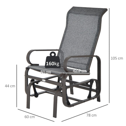 Outdoor Gliding Rocking Chair with Metal Frame for Patio and Garden - Grey