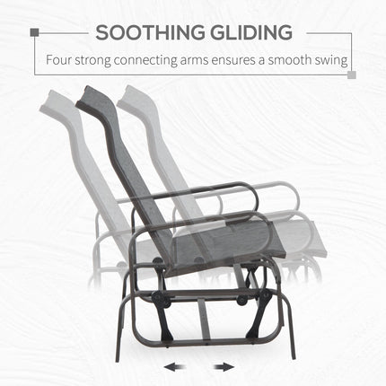 Outdoor Gliding Rocking Chair with Metal Frame for Patio and Garden - Grey