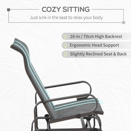 Outdoor Gliding Rocking Chair with Metal Frame for Patio and Garden - Grey