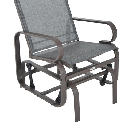 Outdoor Gliding Rocking Chair with Metal Frame for Patio and Garden - Grey