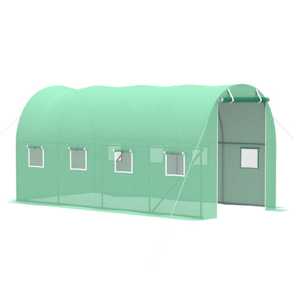 4x2 Metre Walk-In Polytunnel Greenhouse with Zip Door - Green