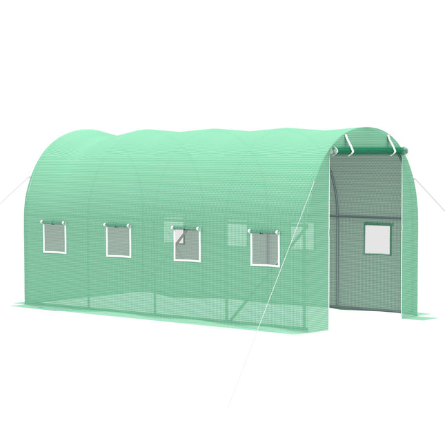 4x2 Metre Walk-In Polytunnel Greenhouse with Zip Door - Green