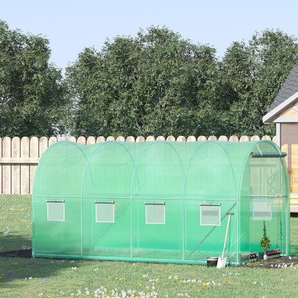 4x2 Metre Walk-In Polytunnel Greenhouse with Zip Door - Green