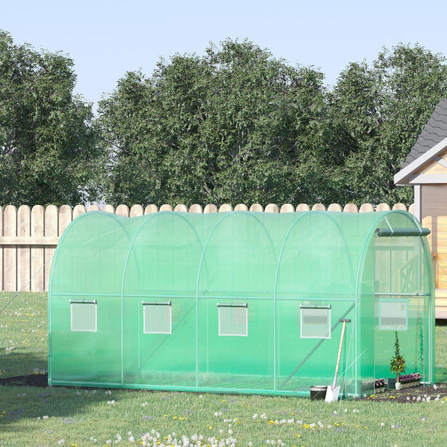 4x2 Metre Walk-In Polytunnel Greenhouse with Zip Door - Green
