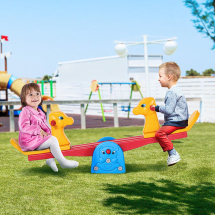 Kids Seesaw Teeter Totter 2 Seats with Easy-Grip Handles, 360° Rotation, Safe for 1-4 Years - Multicolor