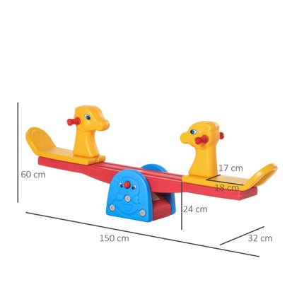 Kids Seesaw Teeter Totter 2 Seats with Easy-Grip Handles, 360° Rotation, Safe for 1-4 Years - Multicolor