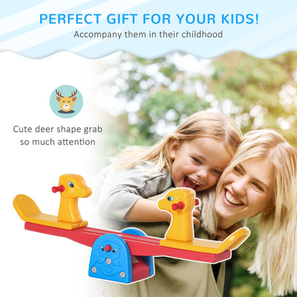 Kids Seesaw Teeter Totter 2 Seats with Easy-Grip Handles, 360° Rotation, Safe for 1-4 Years - Multicolor