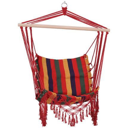 Colourful Striped Hammock Chair Swing with Tassels - Indoor Outdoor Fabric