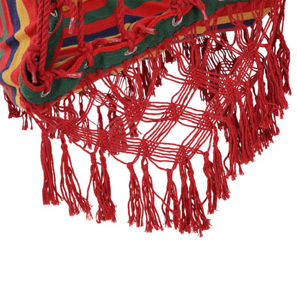 Colourful Striped Hammock Chair Swing with Tassels - Indoor Outdoor Fabric
