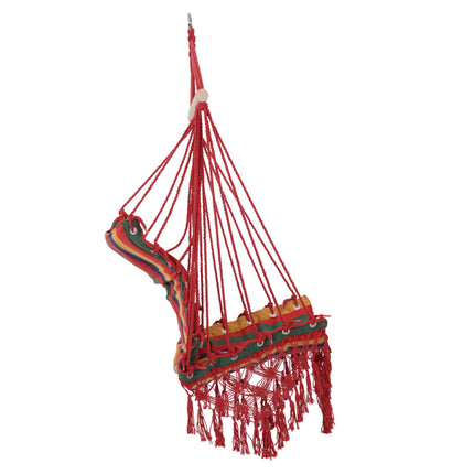 Colourful Striped Hammock Chair Swing with Tassels - Indoor Outdoor Fabric