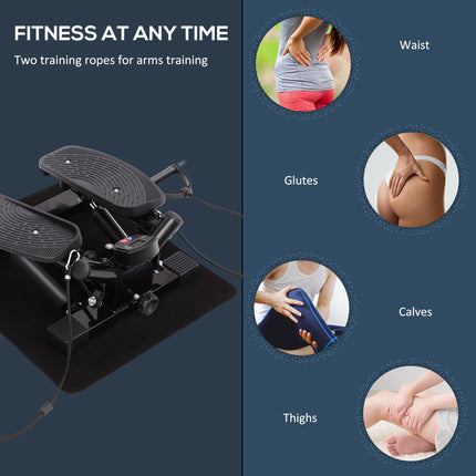 Mini Stepper Exercise Machine for Legs, Arms & Thigh Toning Workout Training - Black