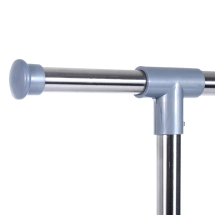 Adjustable Heavy Duty Clothes Hanger Garment Rail with Wheels - Silver & Grey