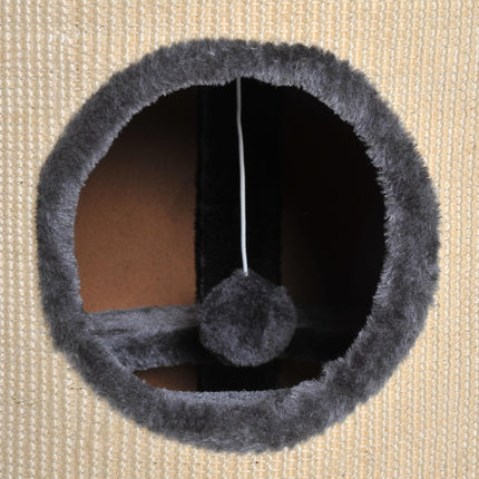 Plush Cat Tree with Scratching Barrel Ф38x70H cm - Beige/Grey