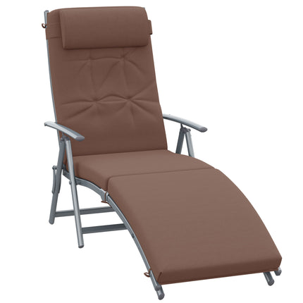 Outdoor Patio Sun Lounger with Adjustable Recliner and Cushion - Brown