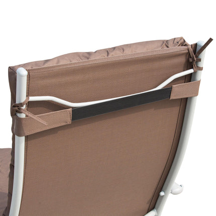 Outdoor Patio Sun Lounger with Adjustable Recliner and Cushion - Brown