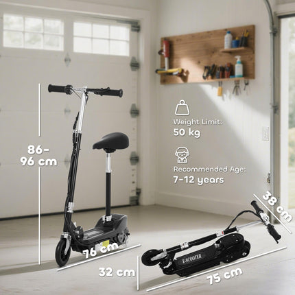 Outdoor Ride-On Powered Scooter for Kids 120W Motor 2x12V Battery - Black
