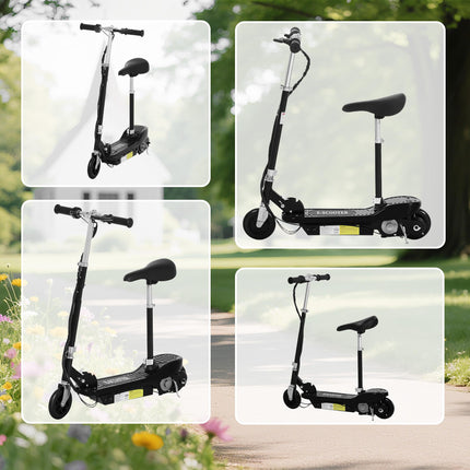 Outdoor Ride-On Powered Scooter for Kids 120W Motor 2x12V Battery - Black