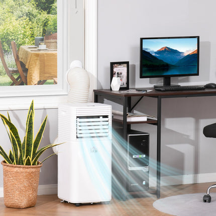 9000 BTU 4-in-1 Portable Air Conditioner with Remote, LED, Timer & Auto Shut-Down - White/Black