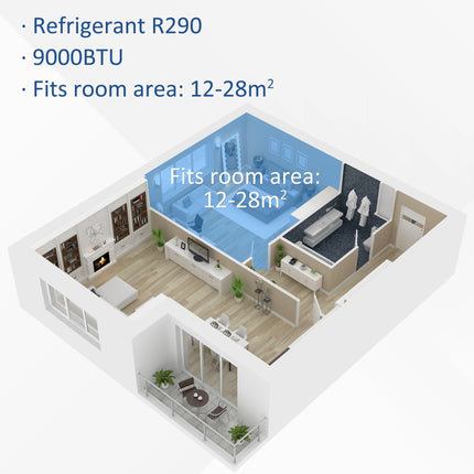 9000 BTU 4-in-1 Portable Air Conditioner with Remote, LED, Timer & Auto Shut-Down - White/Black