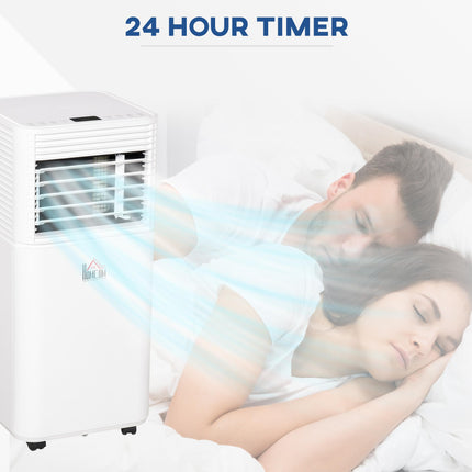 9000 BTU 4-in-1 Portable Air Conditioner with Remote, LED, Timer & Auto Shut-Down - White/Black