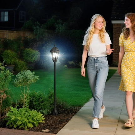 2 PCS Solar Powered LED Garden Lamp Post with Auto Switch 6-8H - Black