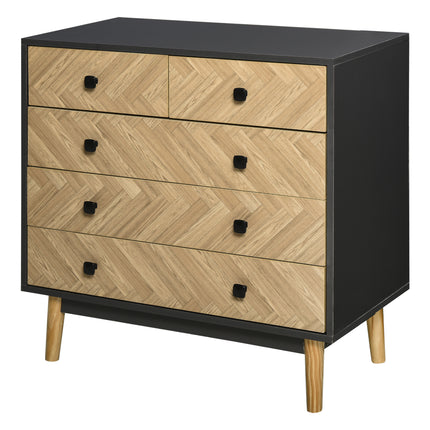 Chest of Drawers, 5 Drawer Storage Cabinet Sideboards with Metal Handles Freesta