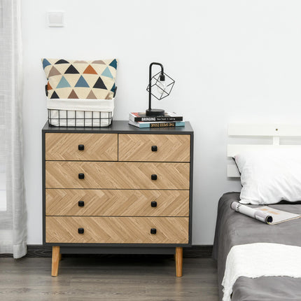 Chest of Drawers, 5 Drawer Storage Cabinet Sideboards with Metal Handles Freesta