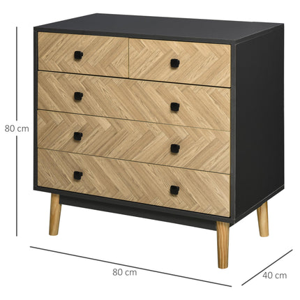 Chest of Drawers, 5 Drawer Storage Cabinet Sideboards with Metal Handles Freesta