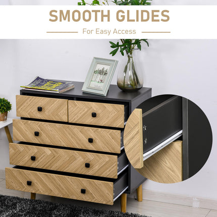 Chest of Drawers, 5 Drawer Storage Cabinet Sideboards with Metal Handles Freesta