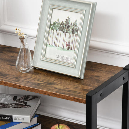 Industrial 3-Tier Bookshelf Storage Cabinet with Doors for Home Office Living Room - Rustic Brown
