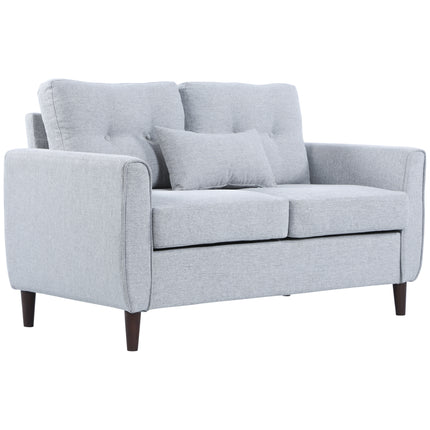 2 Seat Tufted Loveseat Sofa with Wooden Legs for Living Room, Dining Room, Office - Light Grey