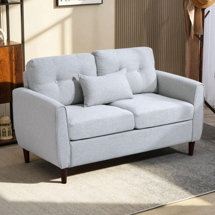2 Seat Tufted Loveseat Sofa with Wooden Legs for Living Room, Dining Room, Office - Light Grey