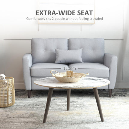 2 Seat Tufted Loveseat Sofa with Wooden Legs for Living Room, Dining Room, Office - Light Grey