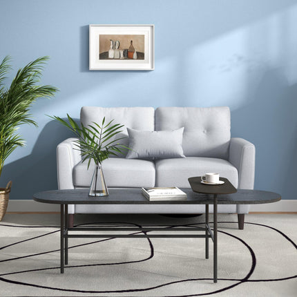 2 Seat Tufted Loveseat Sofa with Wooden Legs for Living Room, Dining Room, Office - Light Grey