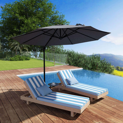 3 Metre Patio Offset Parasol with Fade Resistant Polyester Canopy - Dark Grey