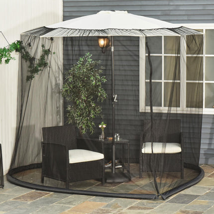 2.3m Outdoor Mosquito Net Umbrella Screen with Zippered Door - Black