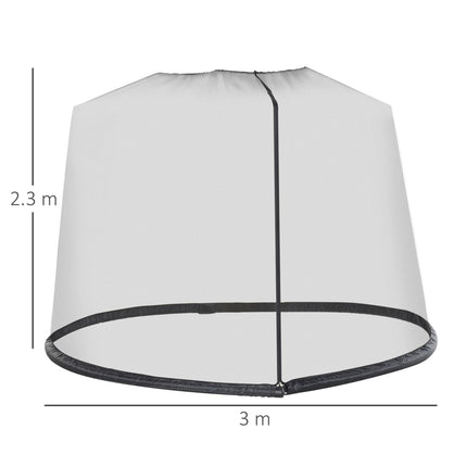 2.3m Outdoor Mosquito Net Umbrella Screen with Zippered Door - Black