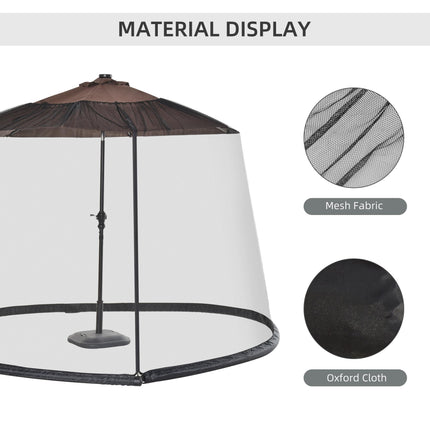 2.3m Outdoor Mosquito Net Umbrella Screen with Zippered Door - Black