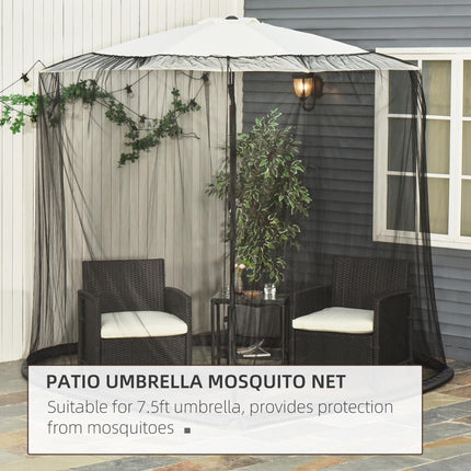 2.3m Outdoor Mosquito Net Umbrella Screen with Zippered Door - Black