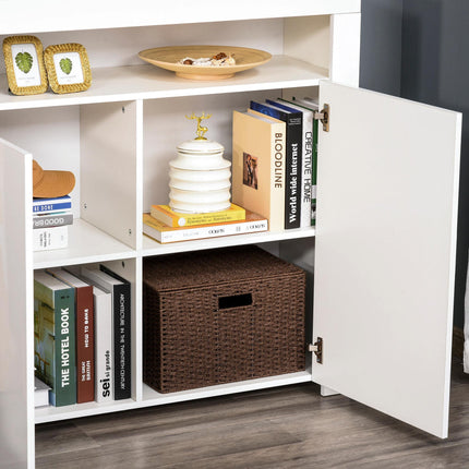 2-Door Sideboard with LED Light, High Gloss Lighted Storage Cabinet with Shelves