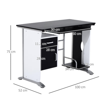 Computer Desk with Sliding Keyboard Tray, Storage Drawers & Host Box Shelf - Black