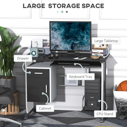 Computer Desk with Sliding Keyboard Tray, Storage Drawers & Host Box Shelf - Black