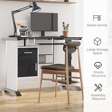 Computer Desk with Sliding Keyboard Tray, Storage Drawers & Host Box Shelf - Black