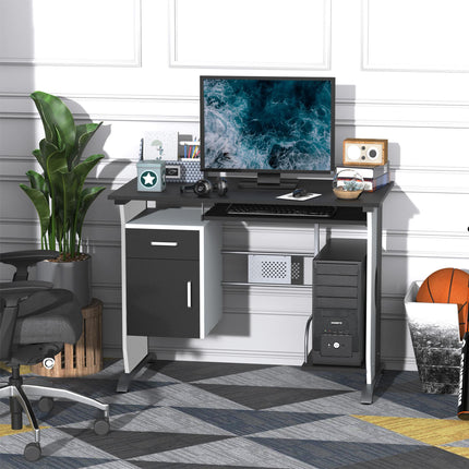 Computer Desk with Sliding Keyboard Tray, Storage Drawers & Host Box Shelf - Black
